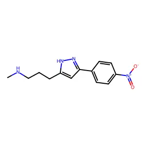 N-methyl-3-[3-(4-nitrophenyl)-1H-pyrazol-5-yl]propan-1-amine structure