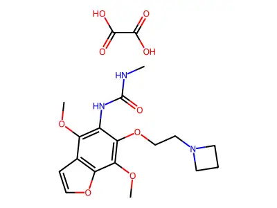 N-(4,7-Dimethoxy-6-(2-(1-azetidinyl)ethoxy)-5-benzofuranyl)-N'-methylurea oxalate hydrate structure