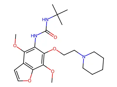 Urea, 1-(4,7-dimethoxy-6-(2-piperidinoethoxy)-5-benzofuranyl)-3-tert-butyl- structure