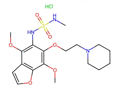 Sulfamide, N-(4,7-dimethoxy-6-(2-piperidinoethoxy)-5-benzofuranyl)-N'-methyl-, hydrochloride structure
