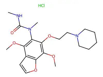 Urea, 1-(4,7-dimethoxy-6-(2-piperidinoethoxy)-5-benzofuranyl)-1,3-dimethyl-, hydrochloride structure