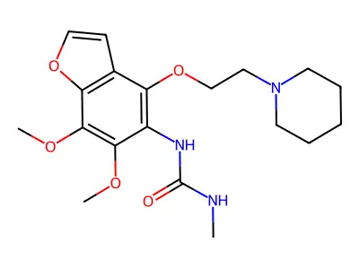 Urea, 1-(6,7-dimethoxy-4-(2-piperidinoethoxy)-5-benzofuranyl)-3-methyl- structure