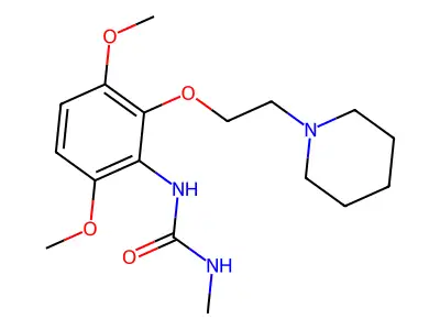 Urea, 1-(2,5-dimethoxy-6-(2-piperidinoethoxy)phenyl)-3-methyl-, hydrate (4:1) structure
