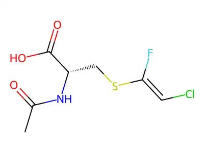 (2R)-2-acetamido-3-(2-chloro-1-fluoroethenyl)sulfanylpropanoic acid structure