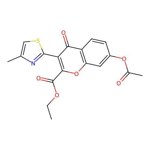 ethyl 7-acetoxy-3-(4-methylthiazol-2-yl)-4-oxo-4H-chromene-2-carboxylate structure