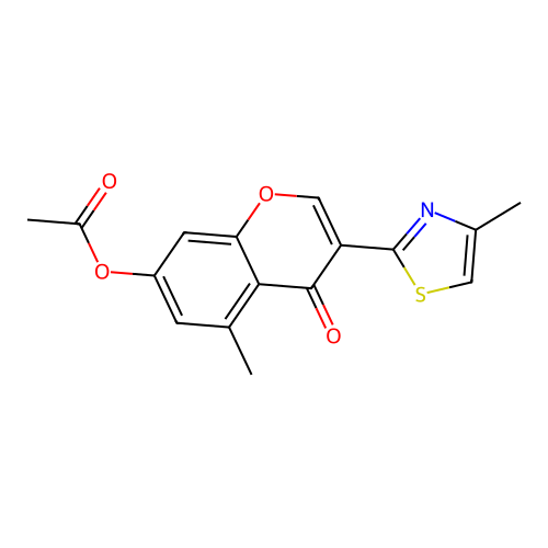 5-methyl-3-(4-methyl-1,3-thiazol-2-yl)-4-oxo-4H-chromen-7-yl acetate structure
