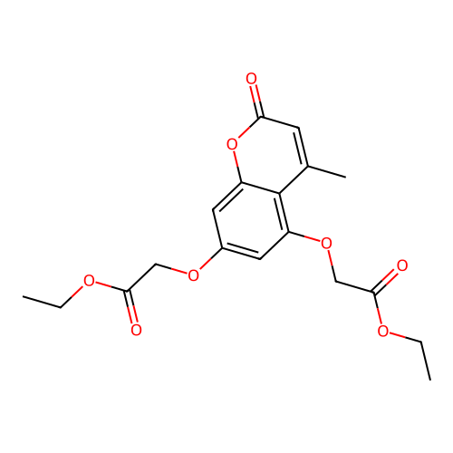 diethyl 2,2'-((4-methyl-2-oxo-2H-chromene-5,7-diyl)bis(oxy))diacetate structure