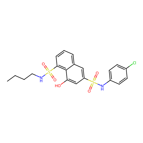 N1-Butyl-N6-(4-chlorophenyl)-8-hydroxynaphthalene-1,6-disulphonamide structure