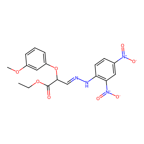 ethyl (3E)-3-[(2,4-dinitrophenyl)hydrazinylidene]-2-(3-methoxyphenoxy)propanoate structure