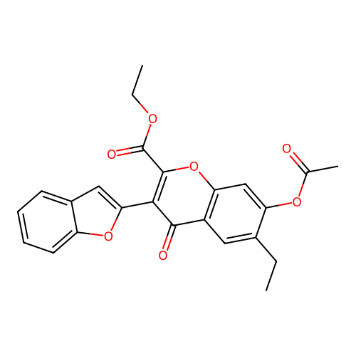 ethyl 7-acetoxy-3-(benzofuran-2-yl)-6-ethyl-4-oxo-4H-chromene-2-carboxylate structure
