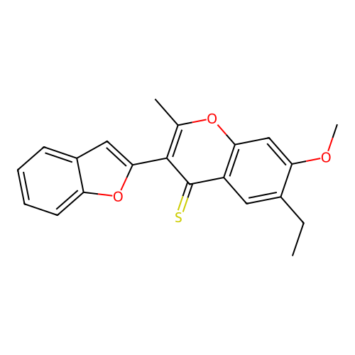 3-(benzofuran-2-yl)-6-ethyl-7-methoxy-2-methyl-4H-chromene-4-thione structure