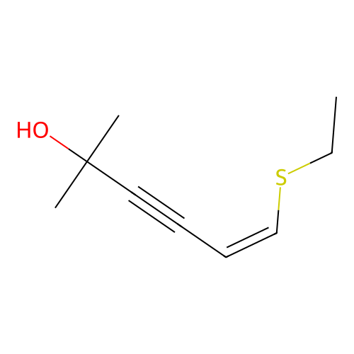 (5Z)-6-ethylthio-2-methylhex-5-en-3-yn-2-ol structure