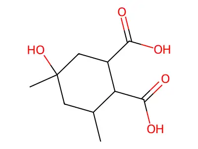 1,2-Cyclohexanedicarboxylic acid, 5-hydroxy-3,5-dimethyl- structure