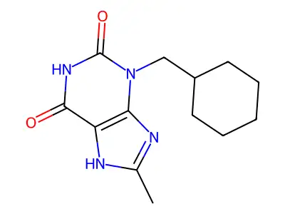 1H-Purine-2,6-dione, 3,7-dihydro-3-(cyclohexylmethyl)-8-methyl- structure