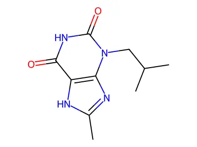 1H-Purine-2,6-dione, 3,7-dihydro-8-methyl-3-(2-methylpropyl)- structure