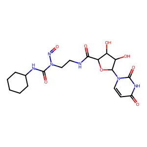 N-[2-[cyclohexylcarbamoyl(nitroso)amino]ethyl]-5-(2,4-dioxopyrimidin-1-yl)-3,4-dihydroxyoxolane-2-carboxamide structure