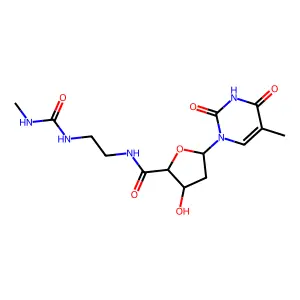 3-hydroxy-N-[2-(methylcarbamoylamino)ethyl]-5-(5-methyl-2,4-dioxopyrimidin-1-yl)oxolane-2-carboxamide structure