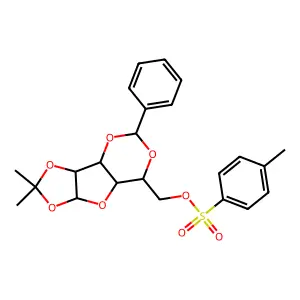 Toluene-4-sulfonic acid, 2,2-dimethyl-5-phenyltetrahydro-1,3,4,6,8-pentaoxacyclopenta[a]inden-7-ylmethyl ester structure