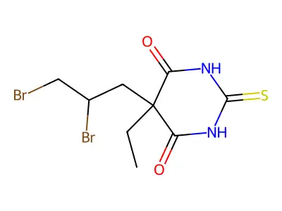5-(2,3-Dibromopropyl)-5-ethyl-2-sulfanylidene-1,3-diazinane-4,6-dione structure