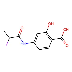 2-Hydroxy-4-(2-iodopropanoylamino)benzoic acid structure