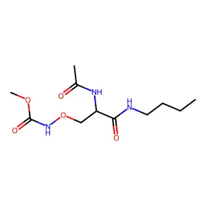 Methyl [2-acetamido-3-(butylamino)-3-oxopropoxy]carbamate structure