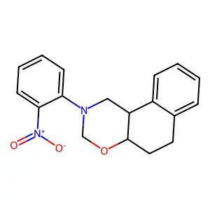 2-(2-Nitrophenyl)-1,3,4a,5,6,10b-hexahydrobenzo[f][1,3]benzoxazine structure