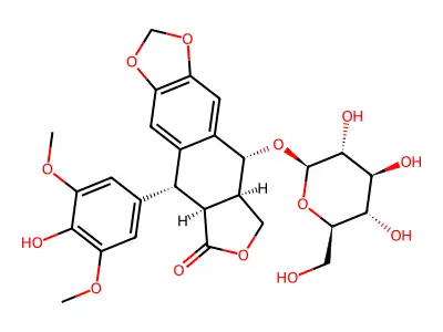Picropodophyllin, 4'-demethyl-B-D-glucoside structure