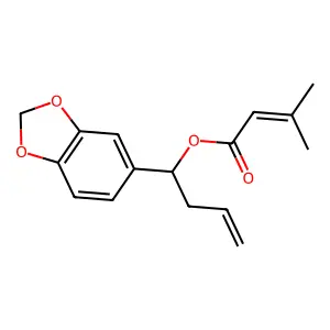 1-(2H-1,3-Benzodioxol-5-yl)but-3-en-1-yl 3-methylbut-2-enoate structure
