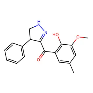 (2-Hydroxy-3-methoxy-5-methylphenyl)(4-phenyl-4,5-dihydro-1H-pyrazol-3-yl)methanone structure
