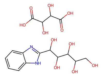 2,3-Dihydroxybutanedioic acid--1-C-1H-benzimidazol-2-ylpentitol (1/1) structure
