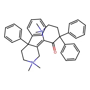 (2E)-2-(1,1-dimethyl-4,4-diphenylpiperidin-1-ium-3-ylidene)-1,1-dimethyl-4,4-diphenylpiperidin-1-ium-3-one structure