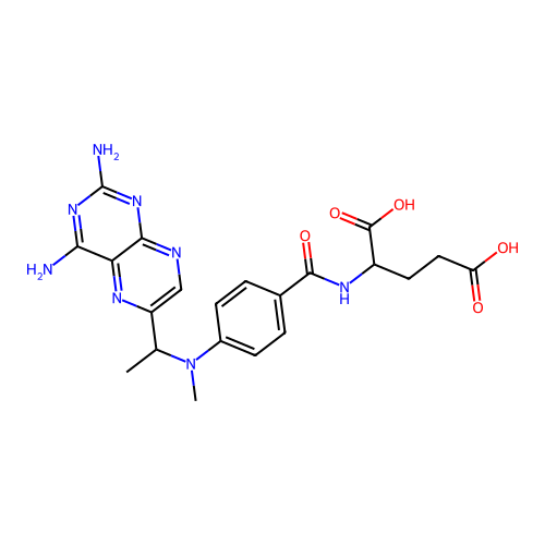 N-[4-[[1-(2,4-Diamino-6-pteridinyl)ethyl]methylamino]benzoyl]-L-glutamic acid structure