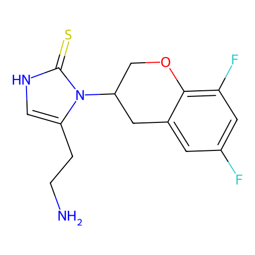 (R)-5-(2-Aminoethyl)-1-(6,8-difluorochroman-3-yl)-1,3-dihydroimidazole-2-thione structure