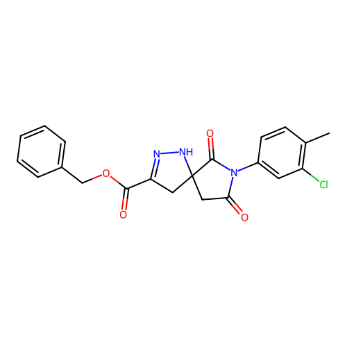 benzyl 7-(3-chloro-4-methylphenyl)-6,8-dioxo-1,2,7-triazaspiro[4.4]non-2-ene-3-carboxylate structure