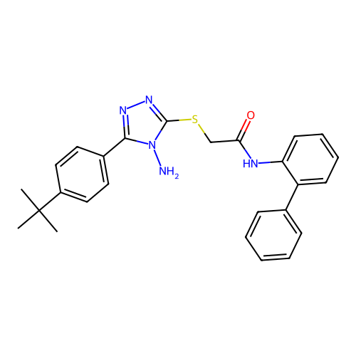 2-[[4-amino-5-(4-tert-butylphenyl)-1,2,4-triazol-3-yl]sulfanyl]-N-(2-phenylphenyl)acetamide structure
