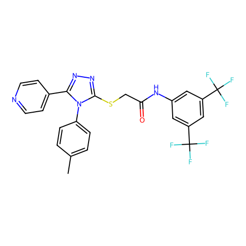 N-(3,5-bis(trifluoromethyl)phenyl)-2-((5-(pyridin-4-yl)-4-(p-tolyl)-4H-1,2,4-triazol-3-yl)thio)acetamide structure
