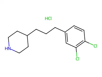 Piperidine, 4-(3-(3,4-dichlorophenyl)propyl)-, hydrochloride structure