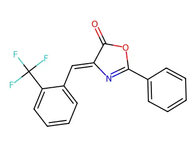 (Z)-2-phenyl-4-(2-(trifluoromethyl)benzylidene)oxazol-5(4H)-one structure