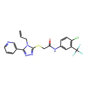 N-[4-chloro-3-(trifluoromethyl)phenyl]-2-{[4-(prop-2-en-1-yl)-5-(pyridin-3-yl)-4H-1,2,4-triazol-3-yl]sulfanyl}acetamide structure