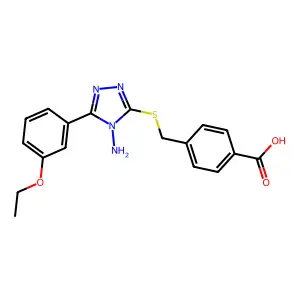 4-{[4-Amino-5-(3-ethoxyphenyl)-1,2,4-triazol-3-ylthio]methyl}benzoic acid structure