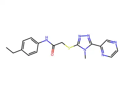N-(4-ethylphenyl)-2-{[4-methyl-5-(pyrazin-2-yl)-4H-1,2,4-triazol-3-yl]sulfanyl}acetamide structure