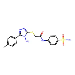 2-{[4-amino-5-(4-methylphenyl)-4H-1,2,4-triazol-3-yl]sulfanyl}-N-[4-(aminosulfonyl)phenyl]acetamide structure