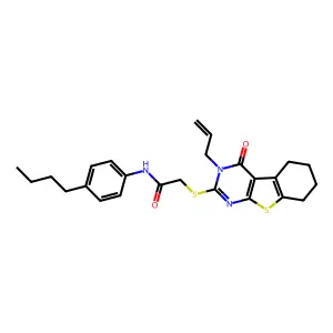 N-(4-butylphenyl)-2-{[4-oxo-3-(prop-2-en-1-yl)-3,4,5,6,7,8-hexahydro[1]benzothieno[2,3-d]pyrimidin-2-yl]sulfanyl}acetamide structure