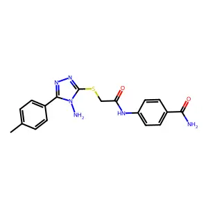4-{2-[4-Amino-5-(4-methylphenyl)-1,2,4-triazol-3-ylthio]acetylamino}benzamide structure