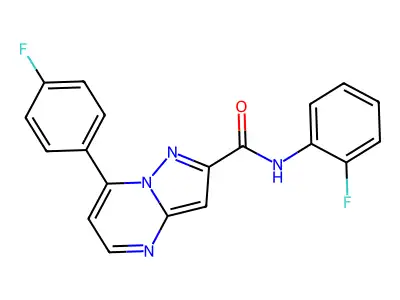 N-(2-fluorophenyl)-7-(4-fluorophenyl)pyrazolo[1,5-a]pyrimidine-2-carboxamide structure