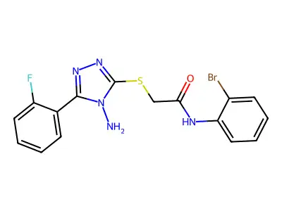 2-[4-amino-5-(2-fluorophenyl)(1,2,4-triazol-3-ylthio)]-N-(2-bromophenyl)acetam ide structure
