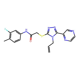N-(3-fluoro-4-methylphenyl)-2-{[4-(prop-2-en-1-yl)-5-(pyrazin-2-yl)-4H-1,2,4-triazol-3-yl]sulfanyl}acetamide structure