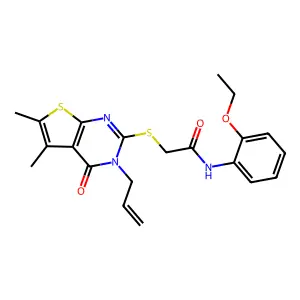 2-{[5,6-dimethyl-4-oxo-3-(prop-2-en-1-yl)-3,4-dihydrothieno[2,3-d]pyrimidin-2-yl]sulfanyl}-N-(2-ethoxyphenyl)acetamide structure