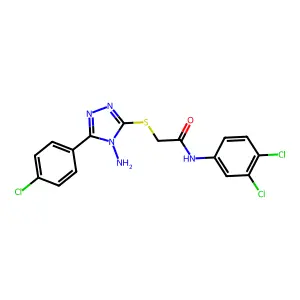 2-((4-amino-5-(4-chlorophenyl)-4H-1,2,4-triazol-3-yl)thio)-N-(3,4-dichlorophenyl)acetamide structure