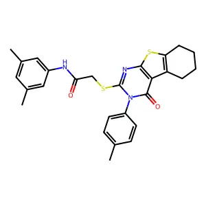 N-(3,5-dimethylphenyl)-2-{[3-(4-methylphenyl)-4-oxo-3,4,5,6,7,8-hexahydro[1]benzothieno[2,3-d]pyrimidin-2-yl]sulfanyl}acetamide structure